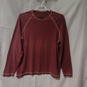 Academy Sports Outdoors Mens XL Maroon Long Sleeve Raglan Cotton T-Shirt‎ Faded